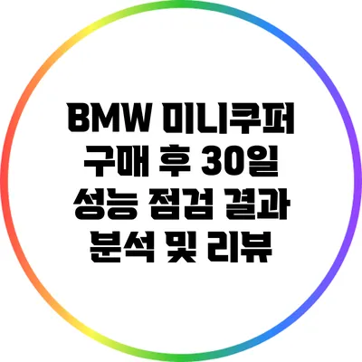 BMW 미니쿠퍼 구매 후 30일 성능 점검 결과 분석 및 리뷰