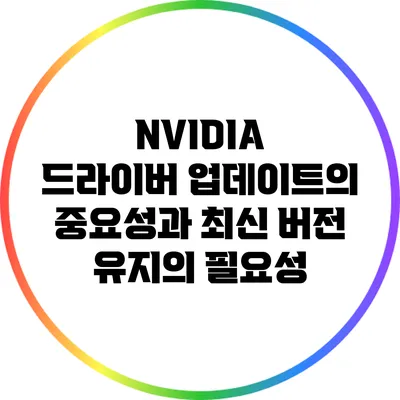 NVIDIA 드라이버 업데이트의 중요성과 최신 버전 유지의 필요성