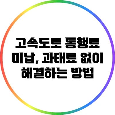 고속도로 통행료 미납, 과태료 없이 해결하는 방법