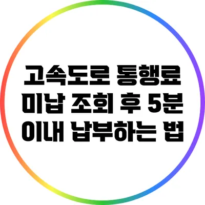 고속도로 통행료 미납 조회 후 5분 이내 납부하는 법