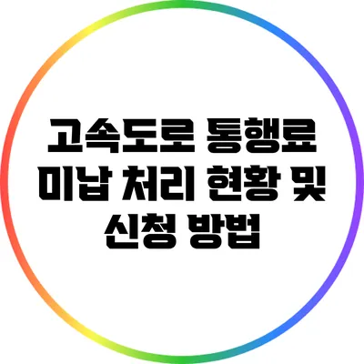 고속도로 통행료 미납 처리 현황 및 신청 방법