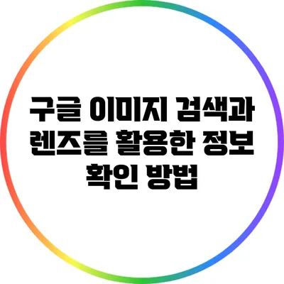 구글 이미지 검색과 렌즈를 활용한 정보 확인 방법