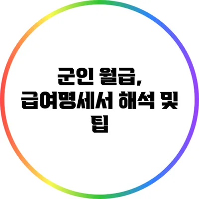 군인 월급, 급여명세서 해석 및 팁