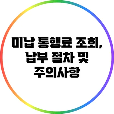 미납 통행료 조회, 납부 절차 및 주의사항