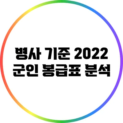 병사 기준 2022 군인 봉급표 분석