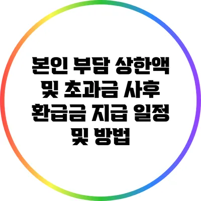 본인 부담 상한액 및 초과금 사후 환급금 지급 일정 및 방법