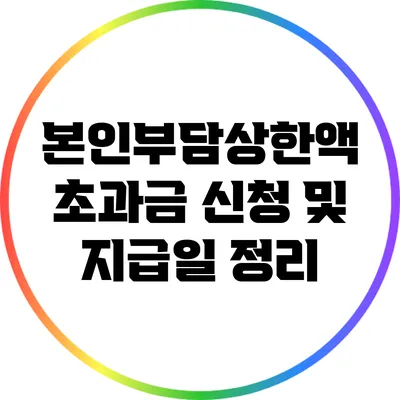 본인부담상한액 초과금 신청 및 지급일 정리
