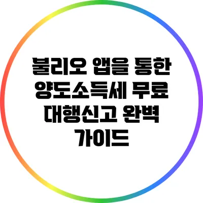 불리오 앱을 통한 양도소득세 무료 대행신고 완벽 가이드