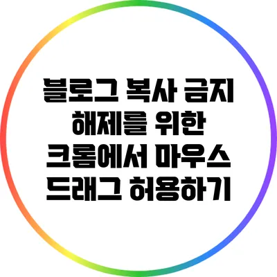 블로그 복사 금지 해제를 위한 크롬에서 마우스 드래그 허용하기