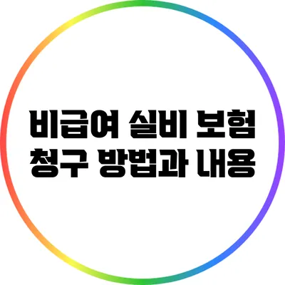 비급여 실비 보험 청구 방법과 내용