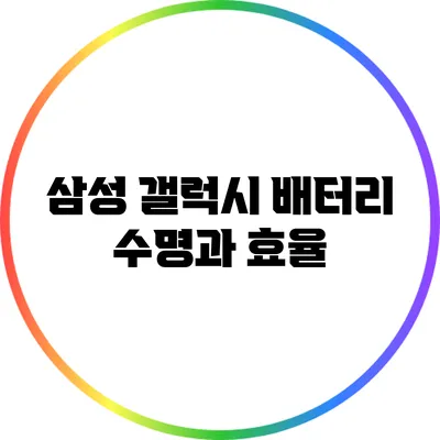 삼성 갤럭시 배터리 수명과 효율