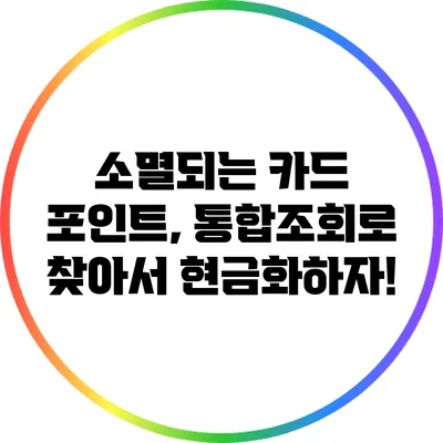 소멸되는 카드 포인트, 통합조회로 찾아서 현금화하자!