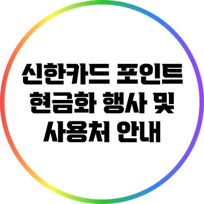 신한카드 포인트 현금화 행사 및 사용처 안내