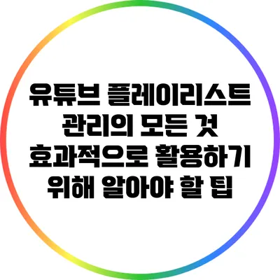 유튜브 플레이리스트 관리의 모든 것: 효과적으로 활용하기 위해 알아야 할 팁