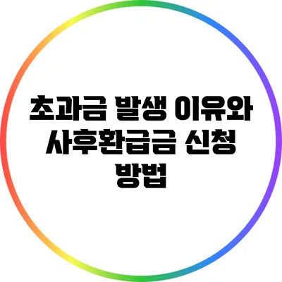 초과금 발생 이유와 사후환급금 신청 방법