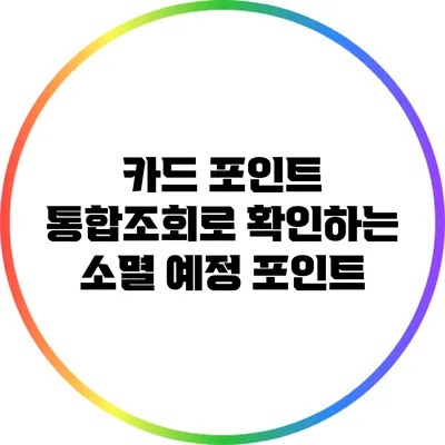 카드 포인트 통합조회로 확인하는 소멸 예정 포인트