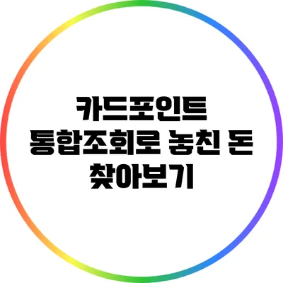 카드포인트 통합조회로 놓친 돈 찾아보기