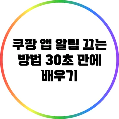 쿠팡 앱 알림 끄는 방법 30초 만에 배우기