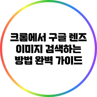 크롬에서 구글 렌즈 이미지 검색하는 방법 완벽 가이드