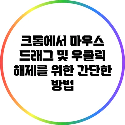 크롬에서 마우스 드래그 및 우클릭 해제를 위한 간단한 방법