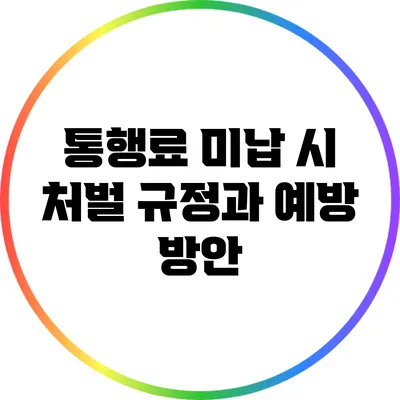 통행료 미납 시 처벌 규정과 예방 방안