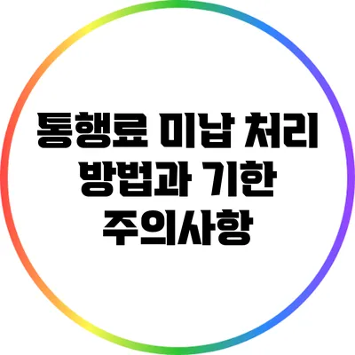 통행료 미납 처리 방법과 기한 주의사항