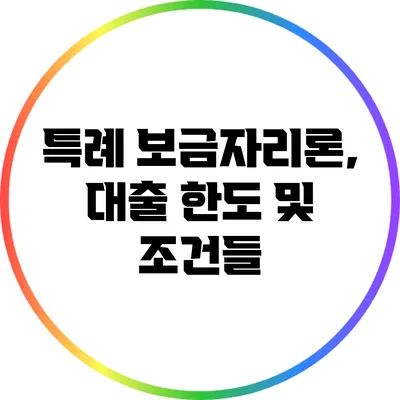특례 보금자리론, 대출 한도 및 조건들