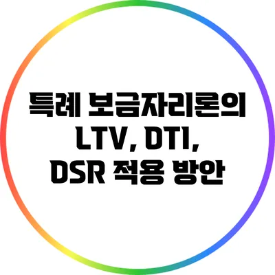 특례 보금자리론의 LTV, DTI, DSR 적용 방안
