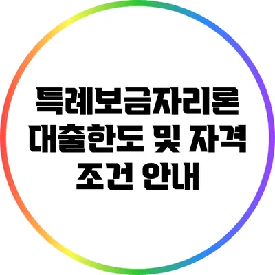 특례보금자리론: 대출한도 및 자격 조건 안내