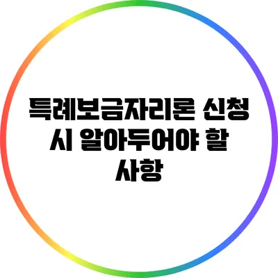 특례보금자리론 신청 시 알아두어야 할 사항