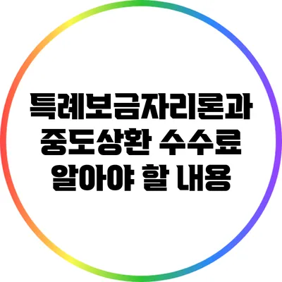 특례보금자리론과 중도상환 수수료: 알아야 할 내용