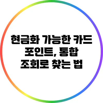 현금화 가능한 카드 포인트, 통합 조회로 찾는 법