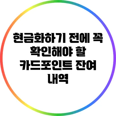 현금화하기 전에 꼭 확인해야 할 카드포인트 잔여 내역