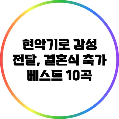 현악기로 감성 전달, 결혼식 축가 베스트 10곡