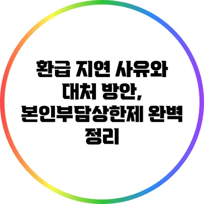 환급 지연 사유와 대처 방안, 본인부담상한제 완벽 정리
