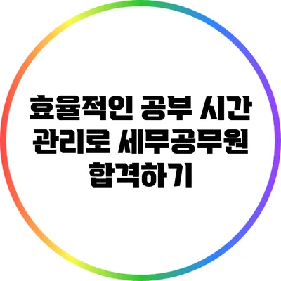 효율적인 공부 시간 관리로 세무공무원 합격하기