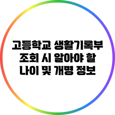고등학교 생활기록부 조회 시 알아야 할 나이 및 개명 정보