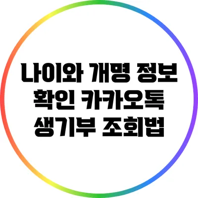 나이와 개명 정보 확인: 카카오톡 생기부 조회법