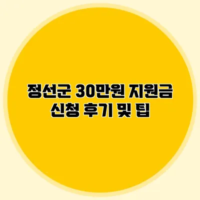 정선군 30만원 지원금 신청 후기 및 팁