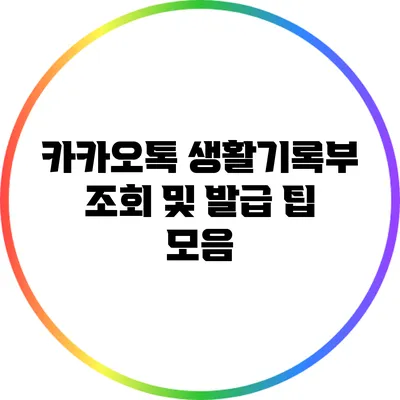카카오톡 생활기록부 조회 및 발급 팁 모음