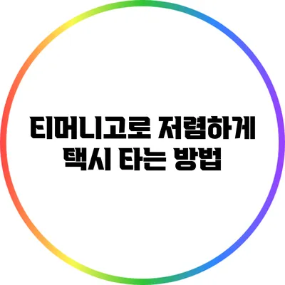 티머니고로 저렴하게 택시 타는 방법