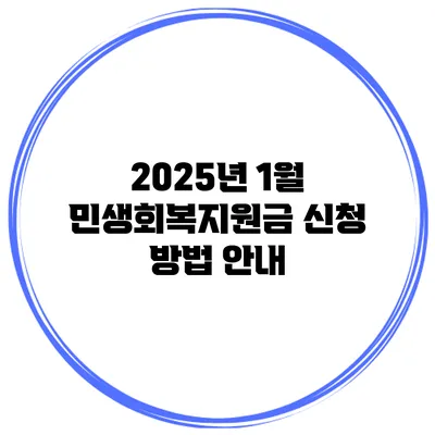 2025년 1월 민생회복지원금 신청 방법 안내