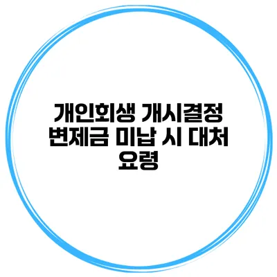 개인회생 개시결정 변제금 미납 시 대처 요령