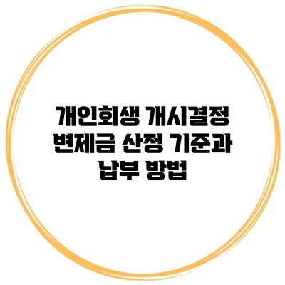 개인회생 개시결정 변제금 산정 기준과 납부 방법
