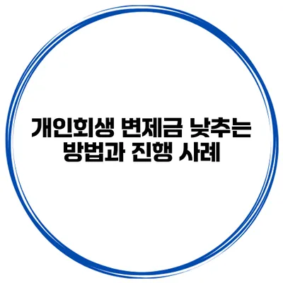 개인회생 변제금 낮추는 방법과 진행 사례