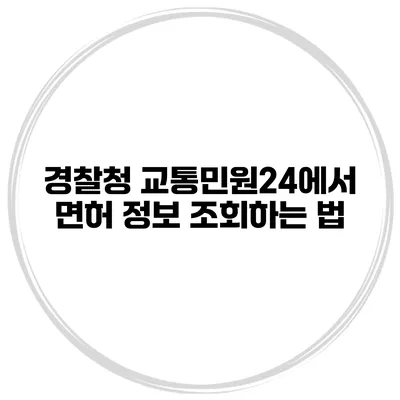 경찰청 교통민원24에서 면허 정보 조회하는 법