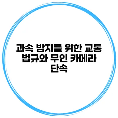 과속 방지를 위한 교통 법규와 무인 카메라 단속