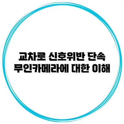 교차로 신호위반 단속 무인카메라에 대한 이해
