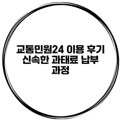 교통민원24 이용 후기 신속한 과태료 납부 과정