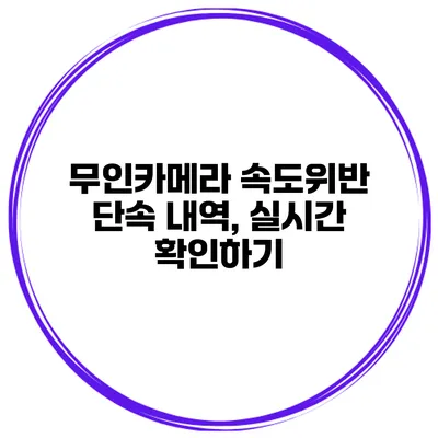 무인카메라 속도위반 단속 내역, 실시간 확인하기
